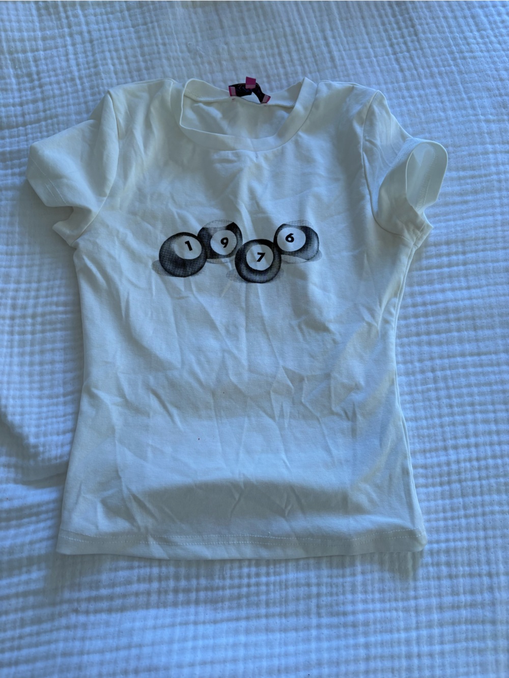 Edikted White Kids Tee with Black Pool Ball Graphic